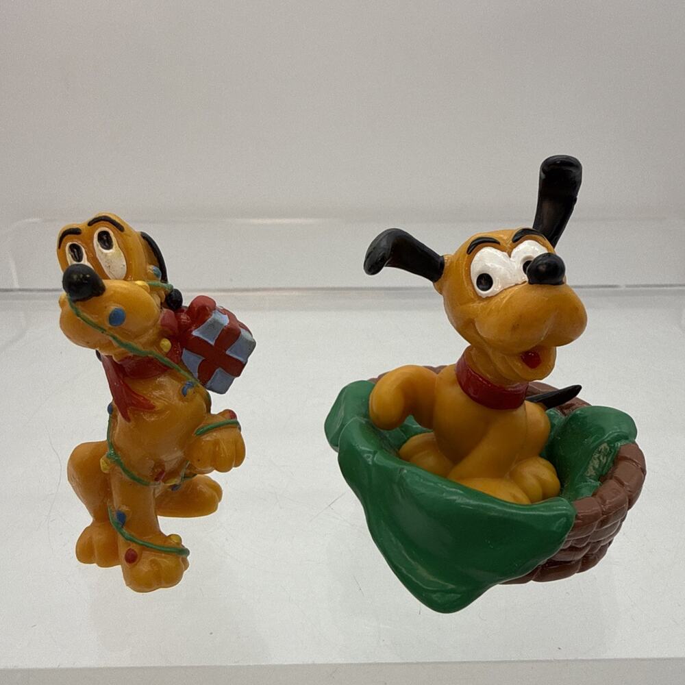 PLUTO in dog bed & Wrapped In Lights Figure Disney 1987 BULLY made in Germany
